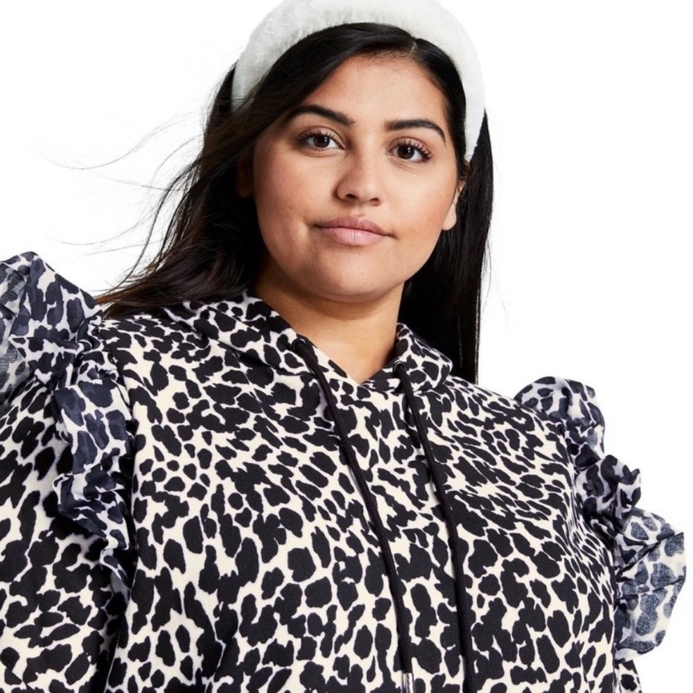 REDUCED  Sandy Liang x Target Leopard Ruffle Sweatshirt  hoodie size 3X - Picture 2 of 4
